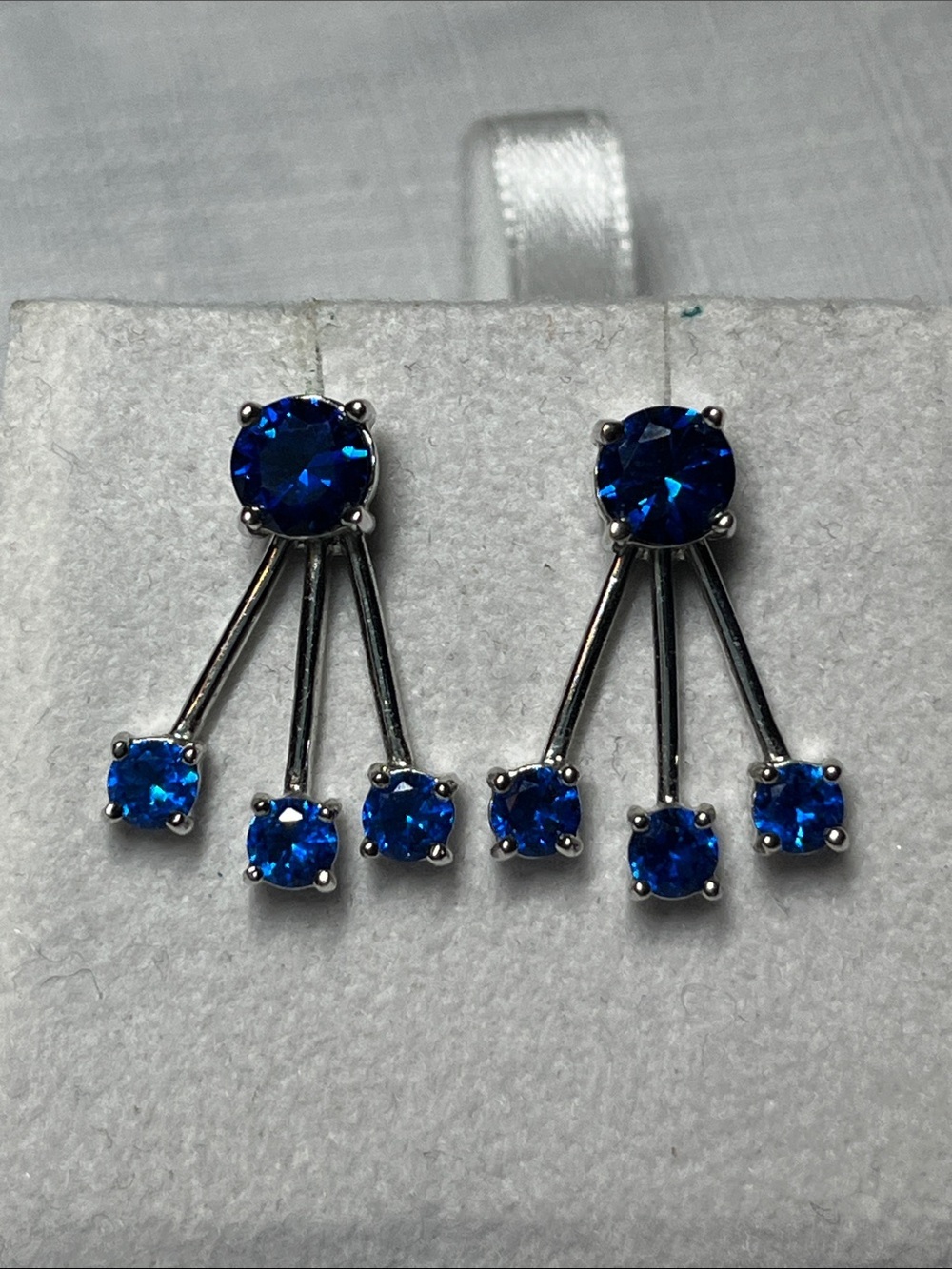 Vintage Convertible Sapphire Blue
Crystal Jacket Earrings
Silver Tone Stud